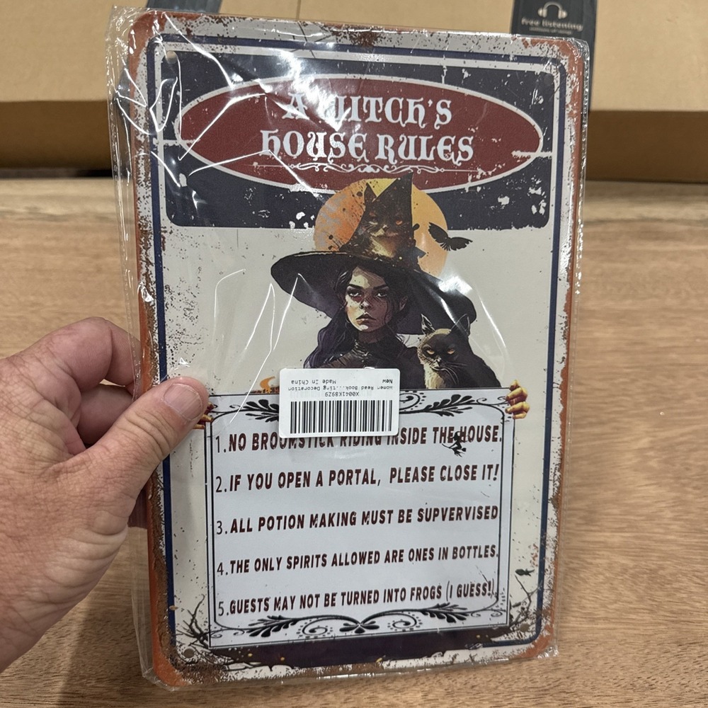 Metal Wall Sign Decor A Witches House Rules